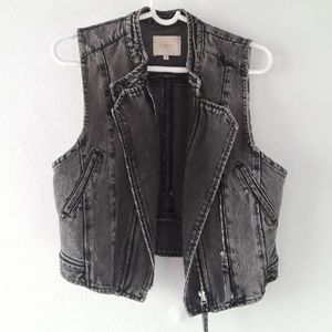 Black denim vest